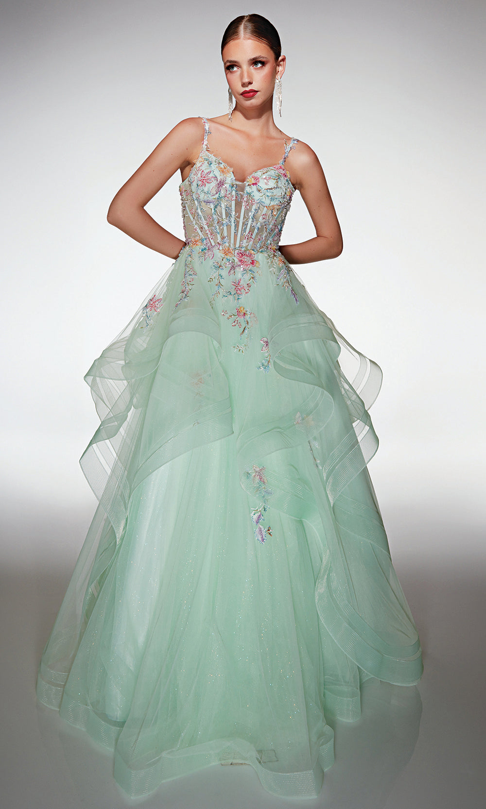 Alyce Paris 62201 - Tiered Tulle Corset Dress Prom Dresses