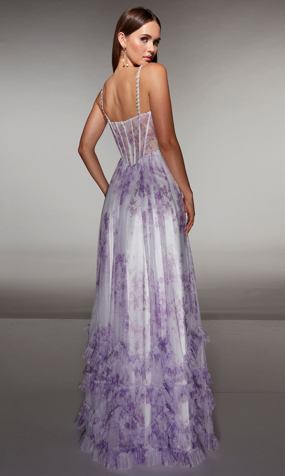 Alyce Paris 62202 - Floral Print Dress with High Slit Prom Dresses