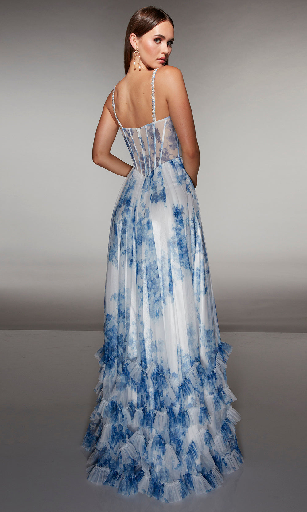 Alyce Paris 62202 - Floral Print Dress with High Slit Prom Dresses