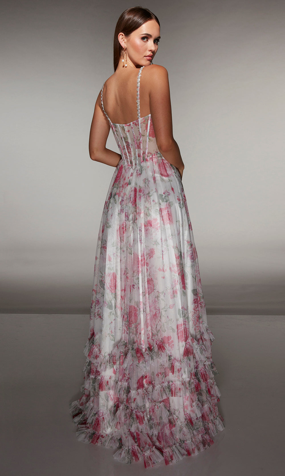 Alyce Paris 62202 - Floral Print Dress with High Slit Prom Dresses