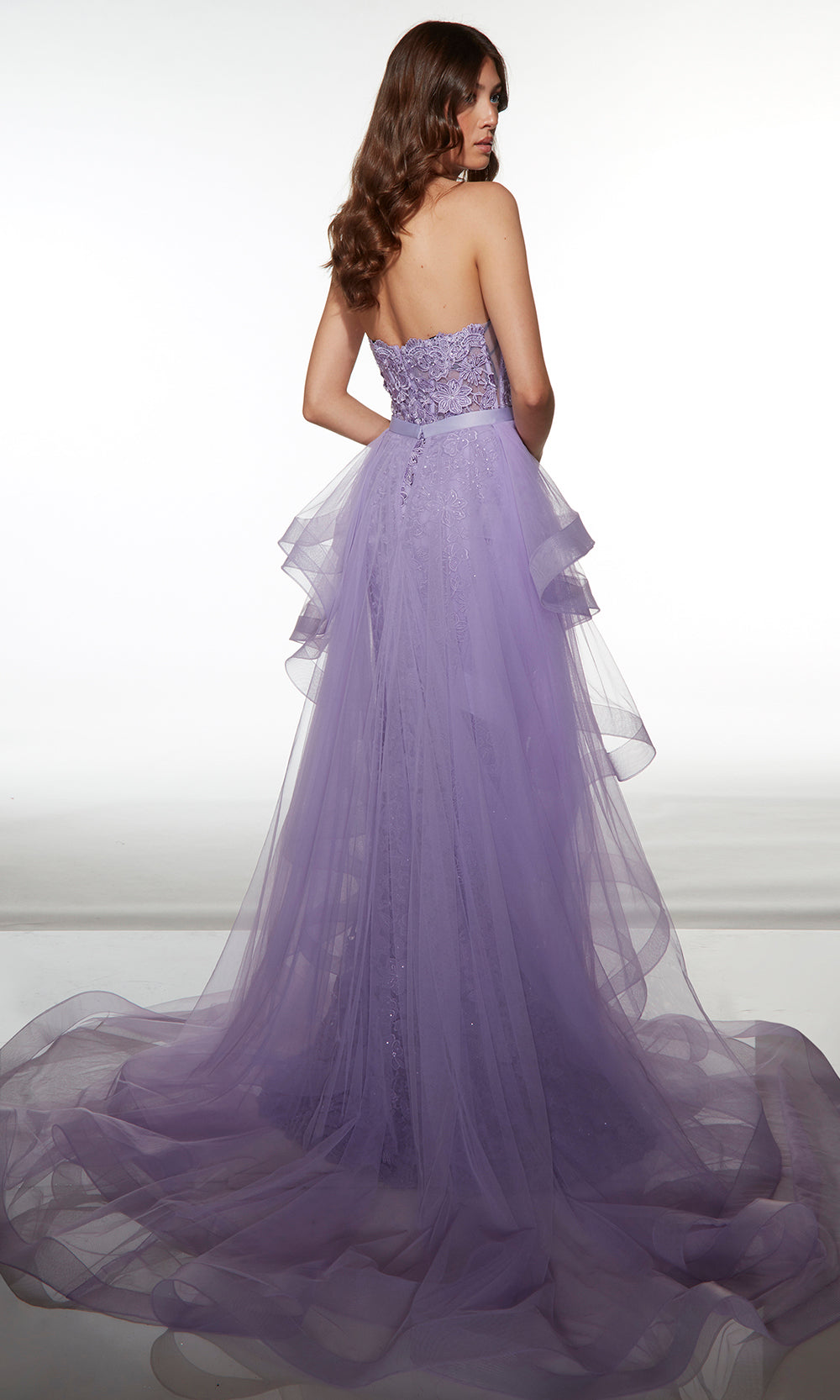 Alyce Paris 62206 - Corset Floral Dress with High Slit Prom Dresses