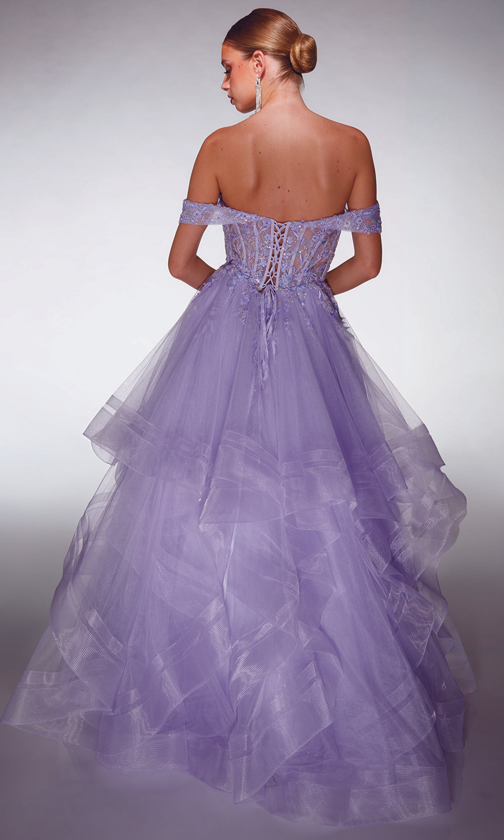 Alyce Paris 62207 - Tiered Glitter Off Shoulder Prom Dress Prom Dresses