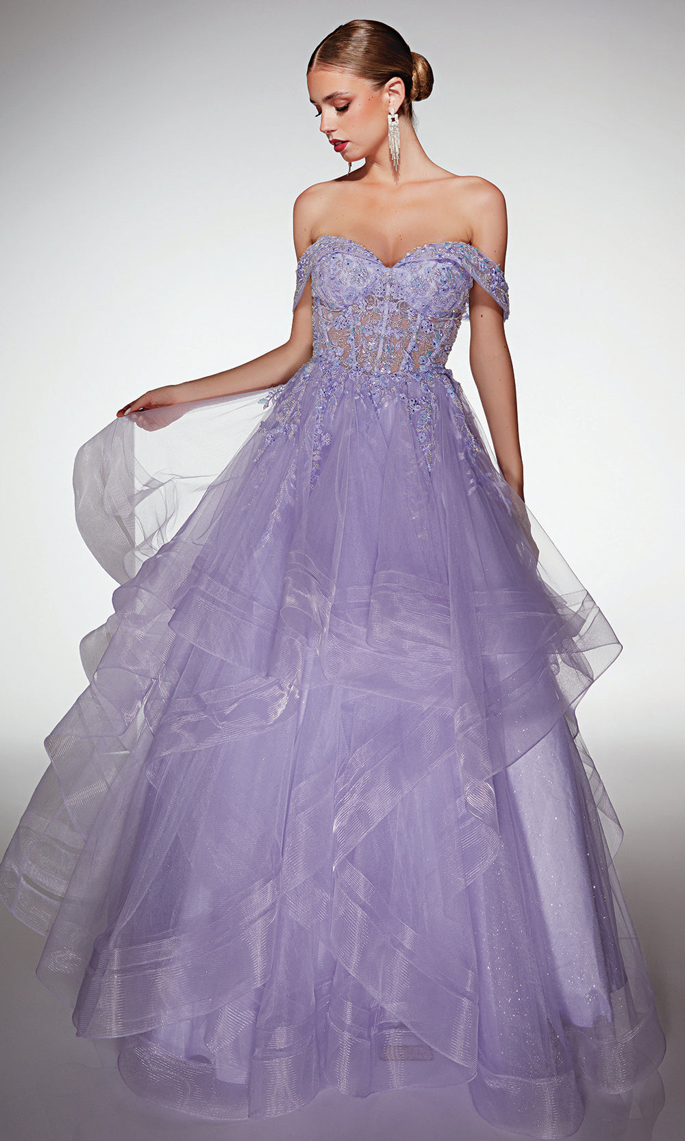 Alyce Paris 62207 - Tiered Glitter Off Shoulder Prom Dress Prom Dresses