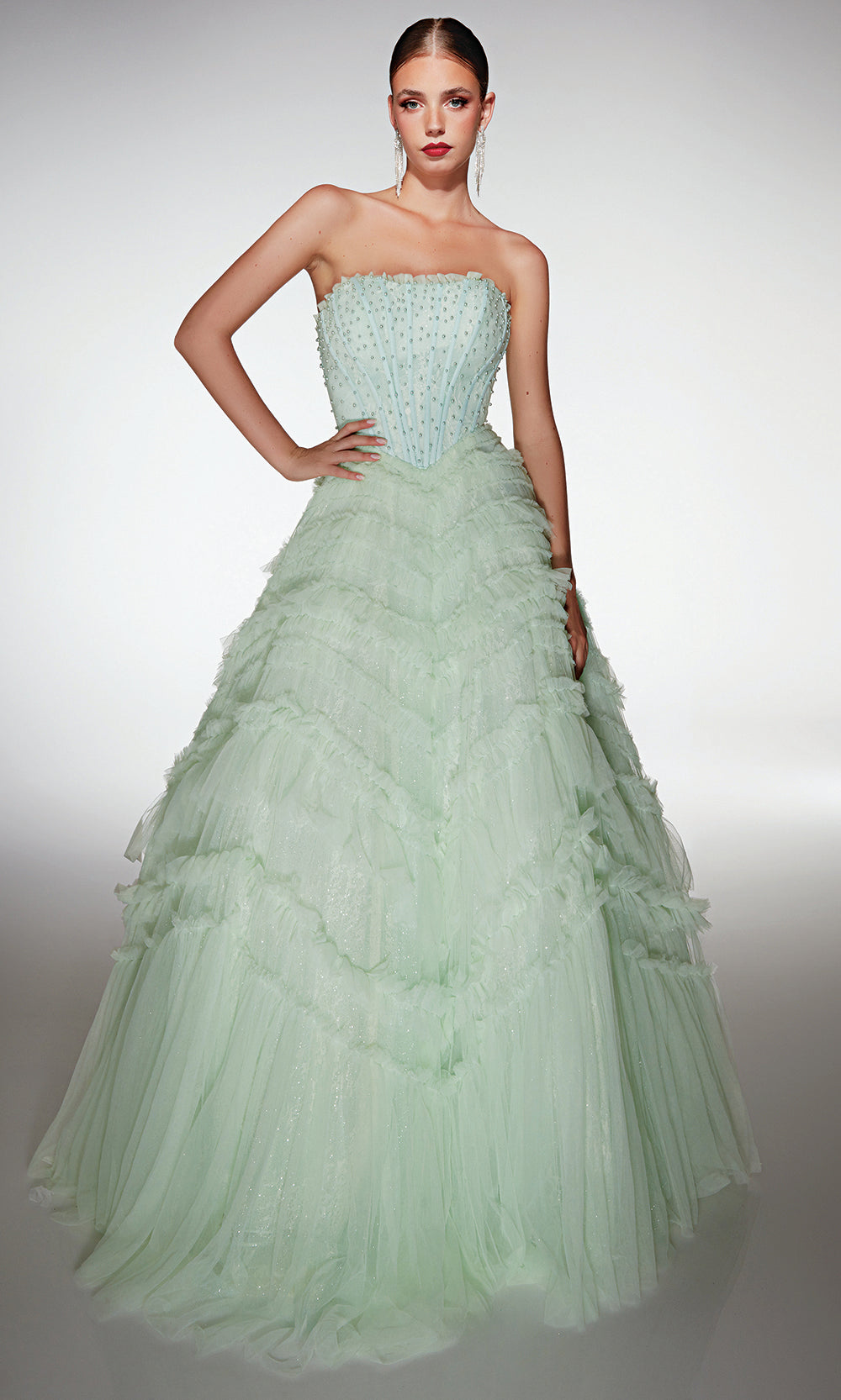 Alyce Paris 62208 - Ruffle Tulle Skirt Formal Dress Prom Dresses