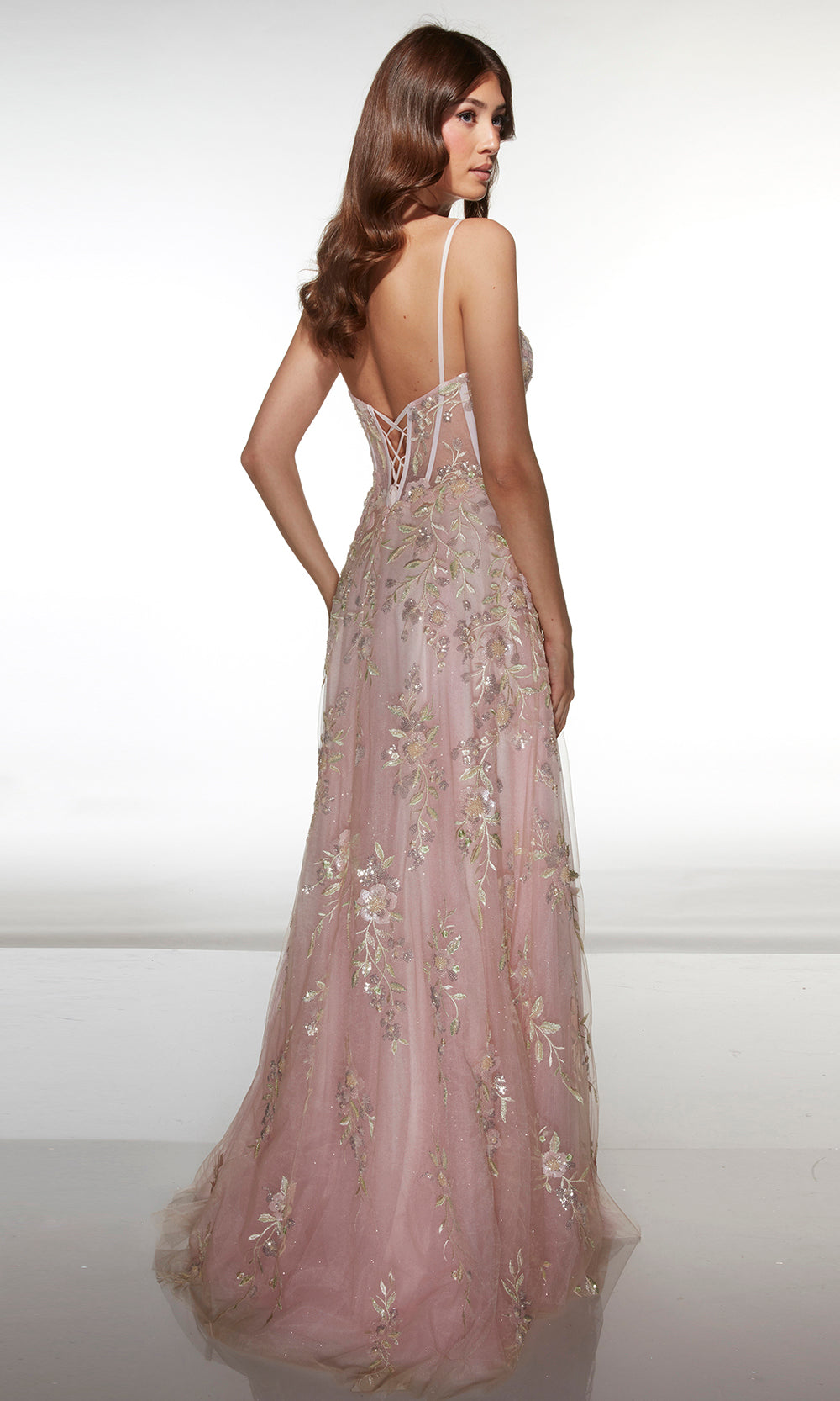 Alyce Paris 62211 - Floral Lace-Up Formal Dress Prom Dresses