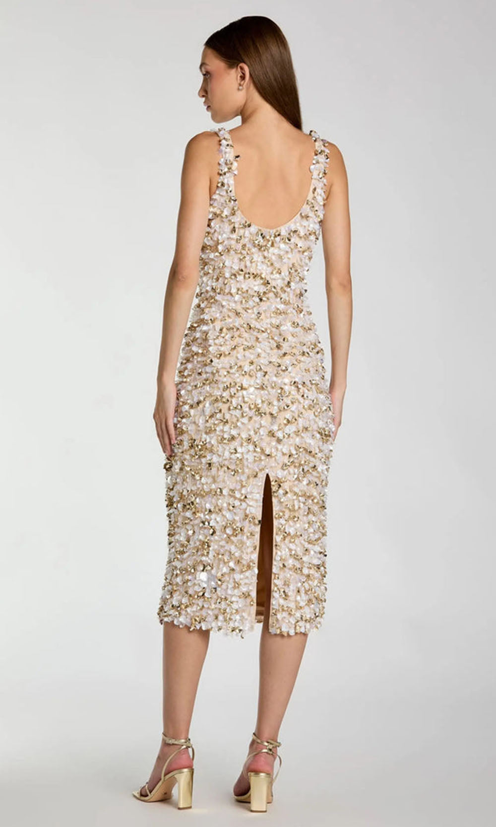 Mac Duggal 6224 - Embellished Scoop Neck Sheath Dress Wedding Guest in Neutral