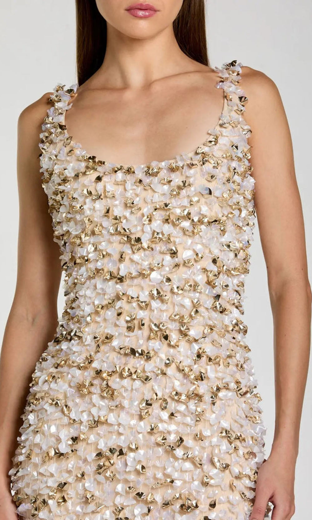 Mac Duggal 6224 - Embellished Scoop Neck Sheath Dress Wedding Guest in Neutral