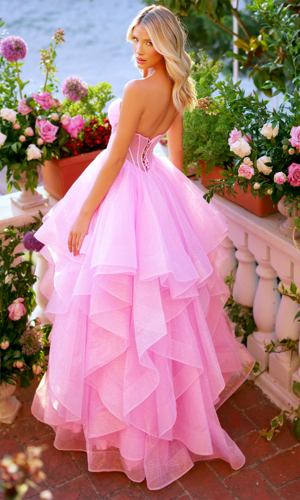 Clarisse 62263 - Illusion Corset Ruffle Layered Prom Gown Prom Dresses