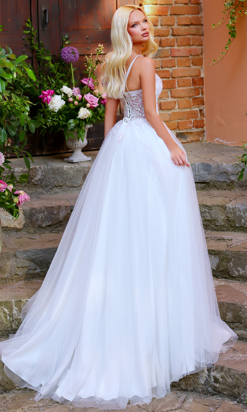 Clarisse 62314 - Sleeveless Embroidered Layered Gown Wedding Dresses