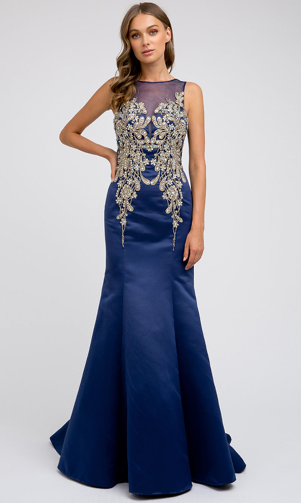 Juliet Dresses 623 - Beaded Applique Sleeveless Gown Formal Gowns