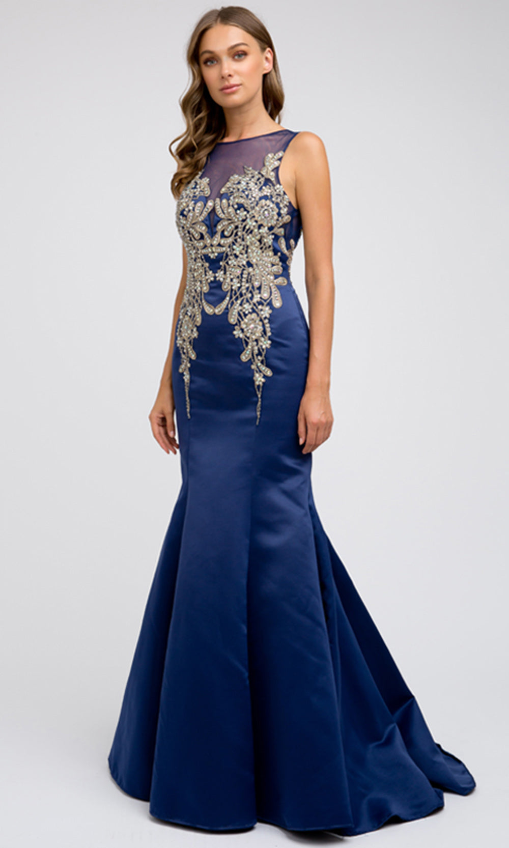 Juliet Dresses 623 - Beaded Applique Sleeveless Gown Formal Gowns