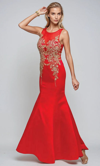 Juliet Dresses 623 - Beaded Applique Sleeveless Gown Formal Gowns
