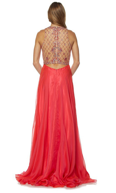 Juliet Dresses 637 - Halter Cutout Back Long Gown Formal Gowns