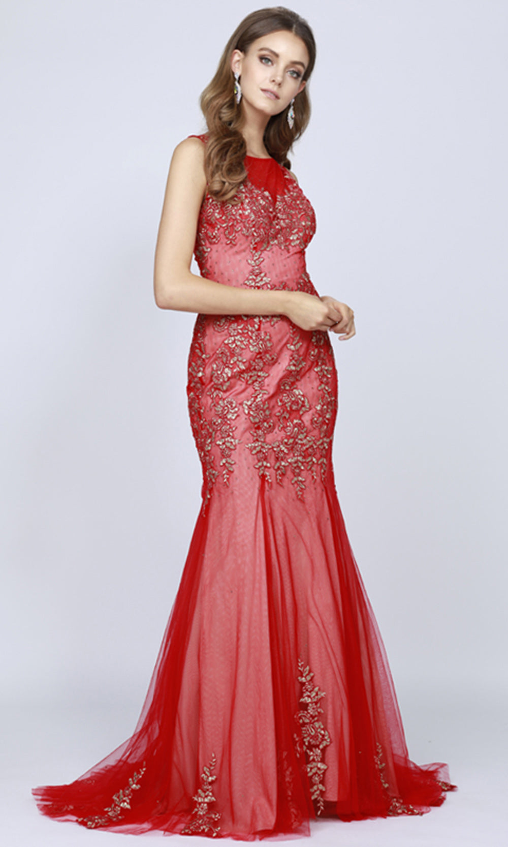 Juliet Dresses 656 - Jewel Neckline Embellished Gown Formal Gowns
