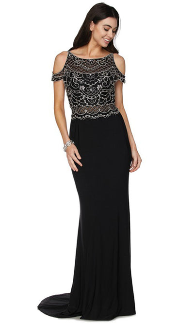 Juliet Dresses 660 - Beaded Bateau Neck Elegant Gown Formal Gowns