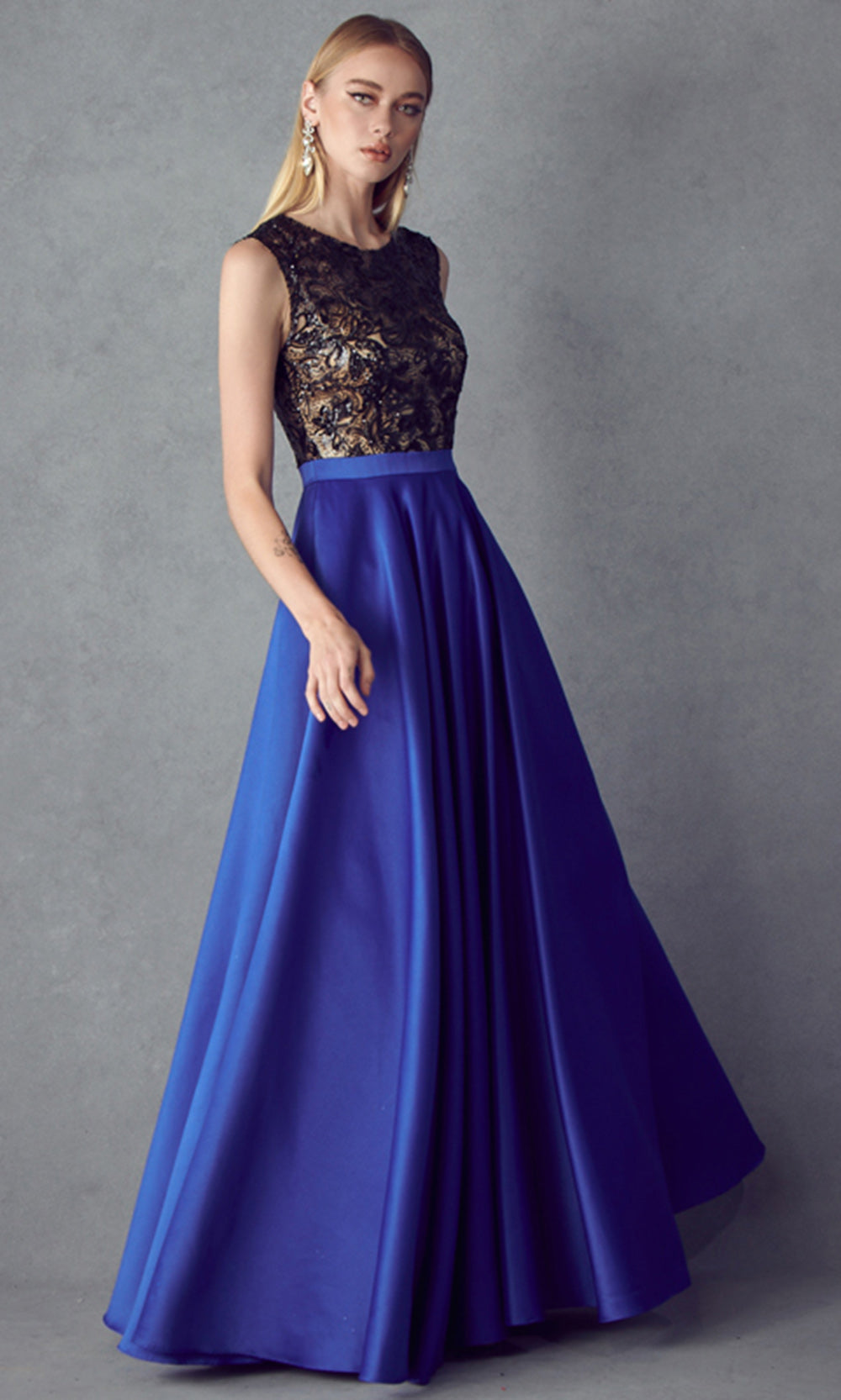 Juliet Dresses 661 - Jewel Neck Sequin Embellished Gown Ball Gowns