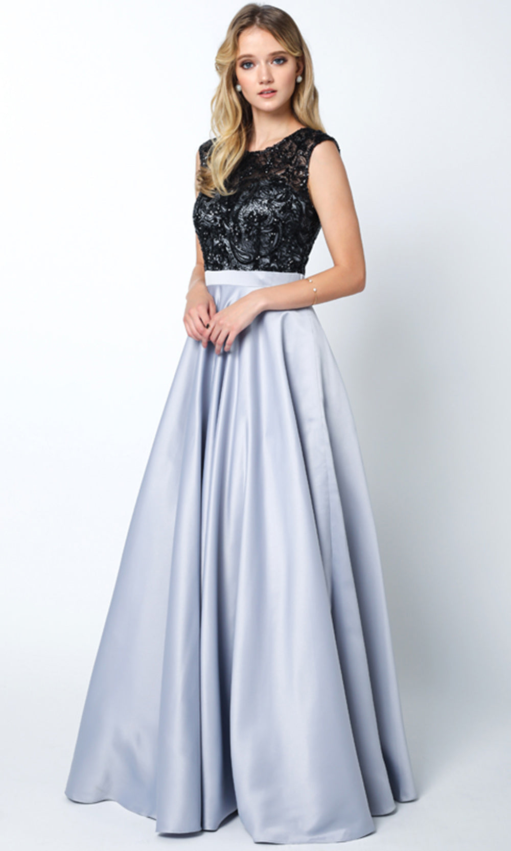 Juliet Dresses 661 - Jewel Neck Sequin Embellished Gown Ball Gowns