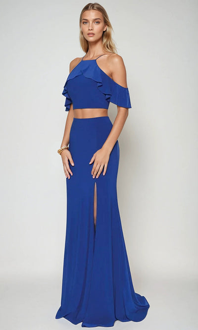Juliet Dresses 662 - Halter Cold Shoulder Evening Gown Prom Dresses