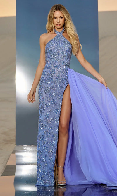 Sherri Hill 67005 - Embellished Halter Overskirt Sheath Gown Formal Gowns