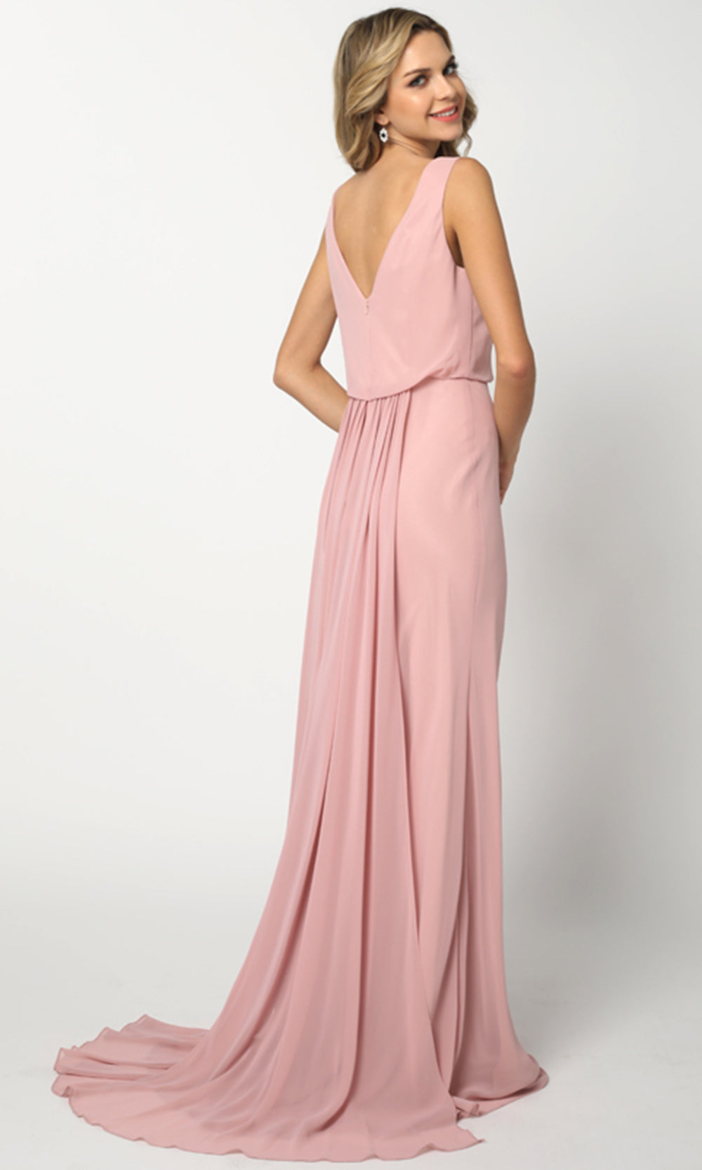 Juliet Dresses 670 - Sleeveless V-Back Gown with Overskirt Formal Gowns
