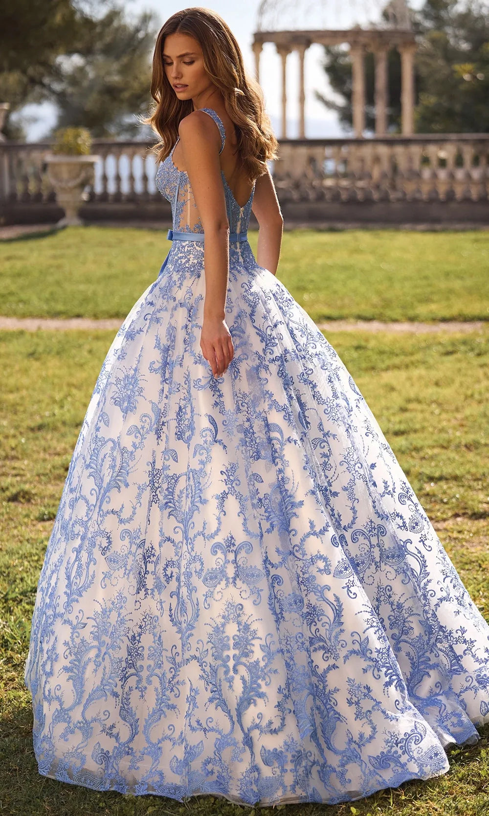 Sherri Hill 57058 - Sleeveless Drop Waist Ballgown with Embroidery Prom Dresses