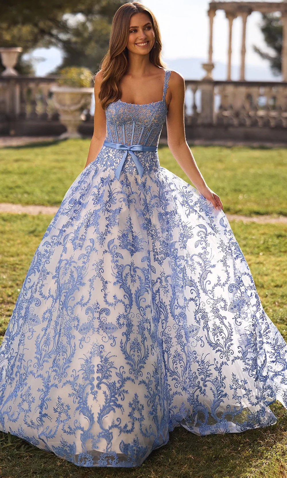 Sherri Hill 57058 - Sleeveless Drop Waist Ballgown with Embroidery Prom Dresses