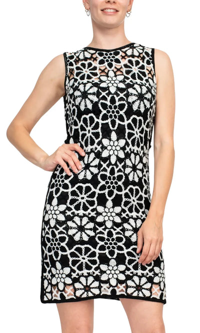 Taylor 6735M - Jewel Neck Floral Lace Mini Dress Cocktail Dresses