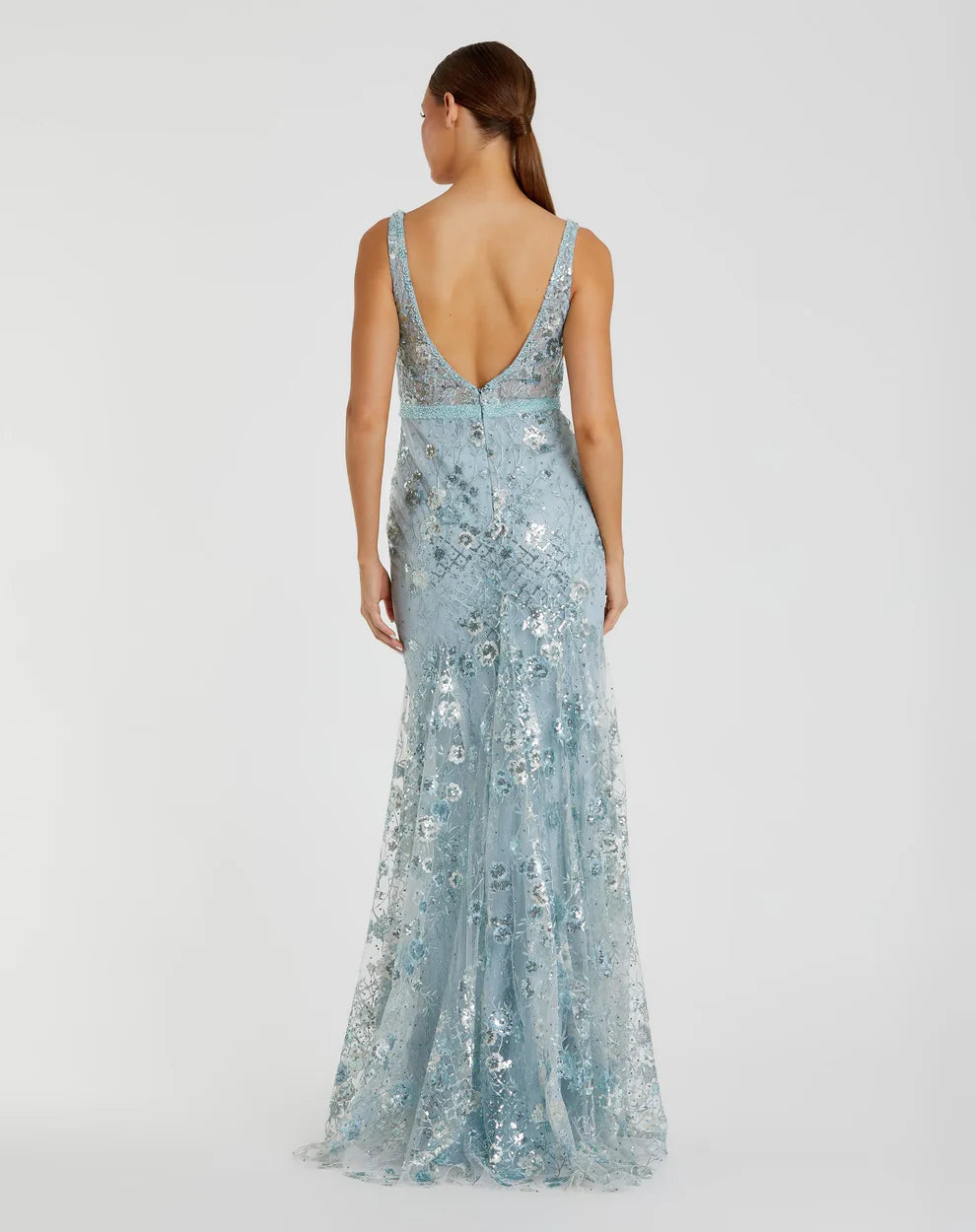 Mac Duggal 67481 - Floral Appliqued Sheath Prom Gown