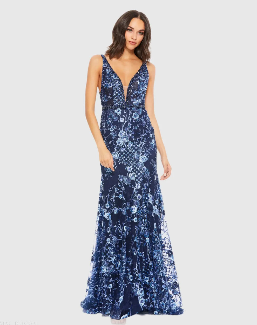 Mac Duggal 67481 - Floral Appliqued Sheath Prom Gown