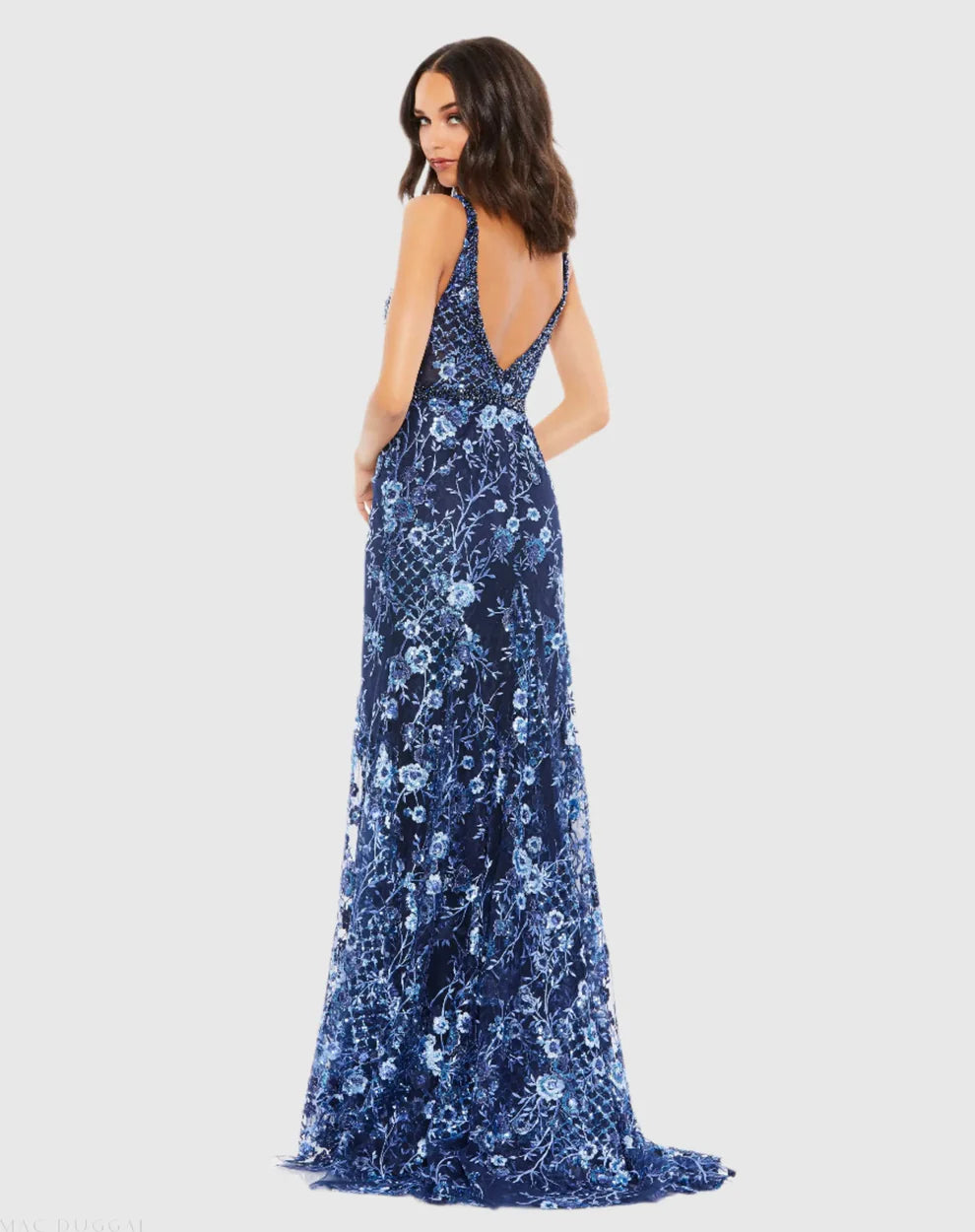 Mac Duggal 67481 - Floral Appliqued Sheath Prom Gown
