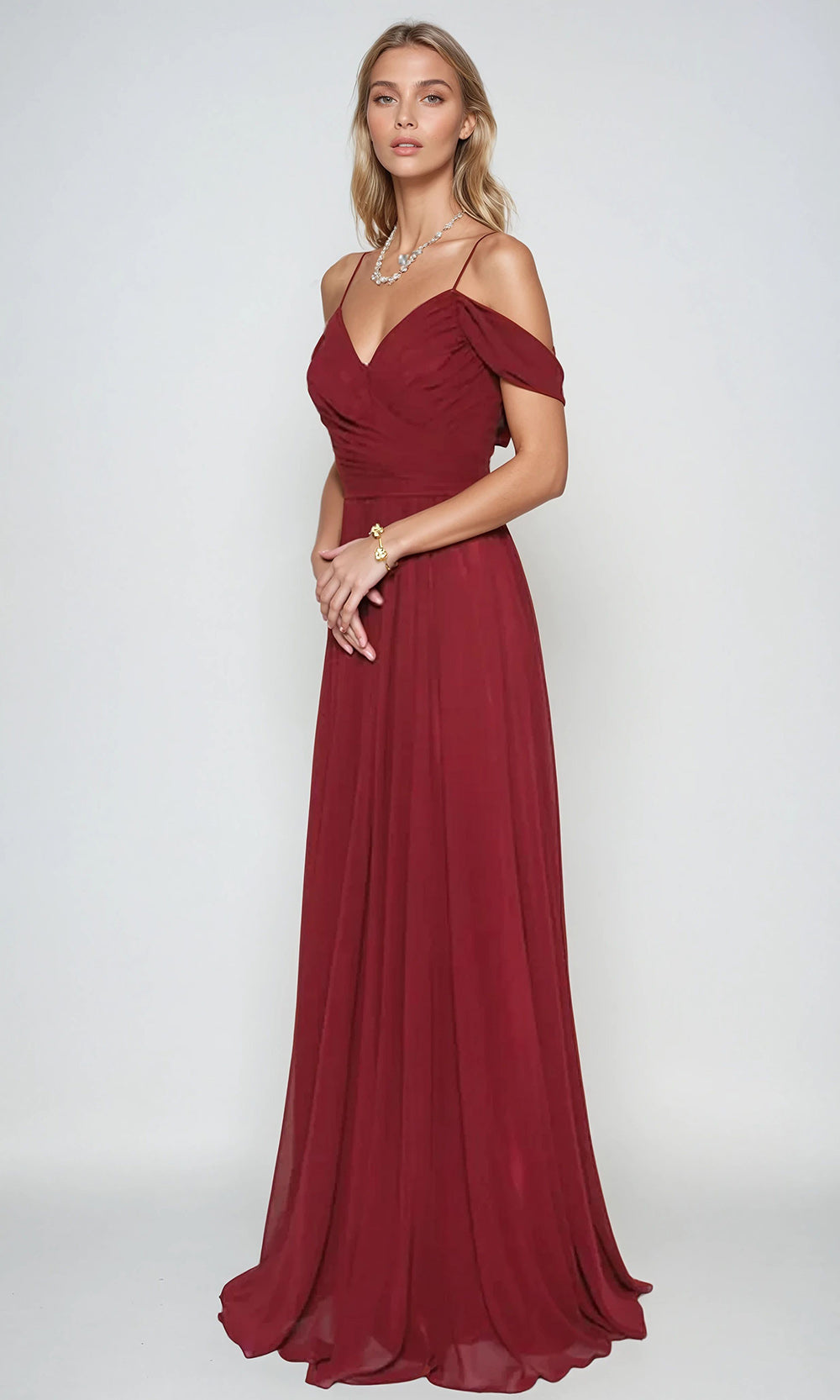 Juliet Dresses 676 - Cold Shoulder Formal Chiffon Gown Formal Gowns