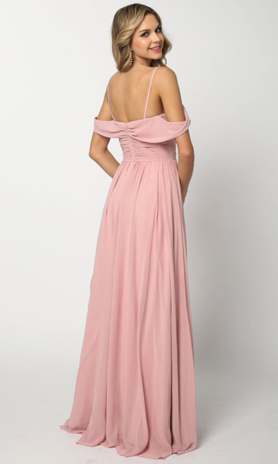 Juliet Dresses 676 - Cold Shoulder Formal Chiffon Gown Formal Gowns