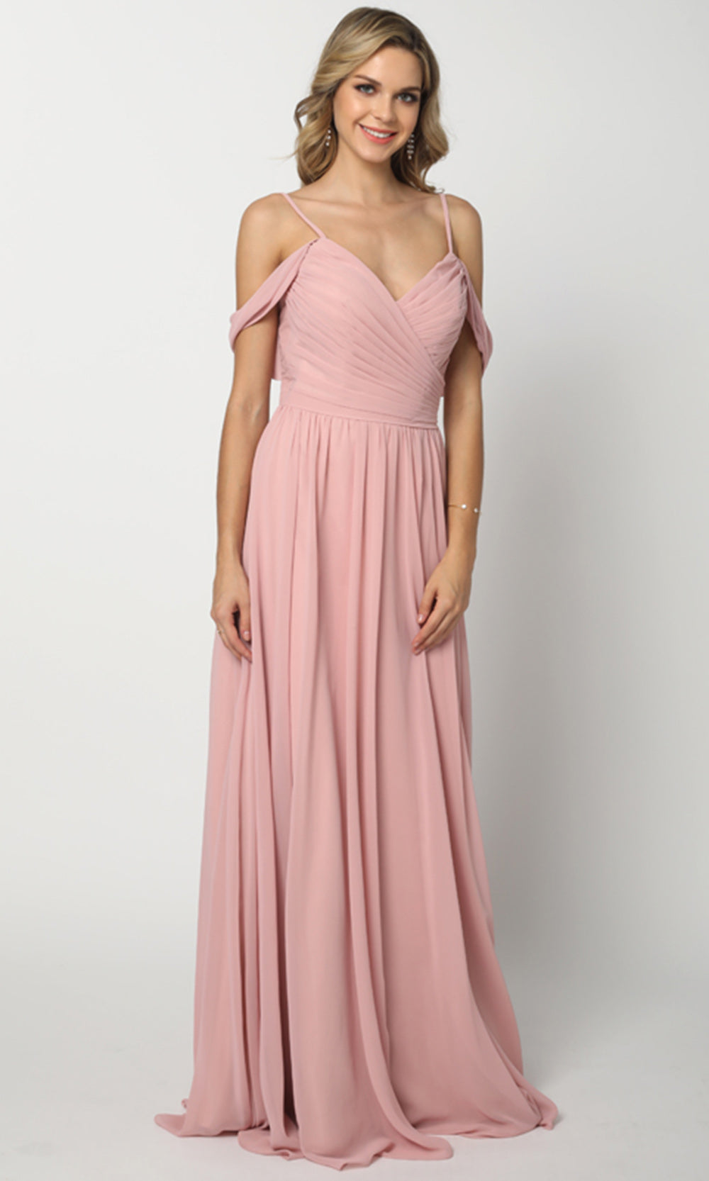 Juliet Dresses 676 - Cold Shoulder Formal Chiffon Gown Formal Gowns