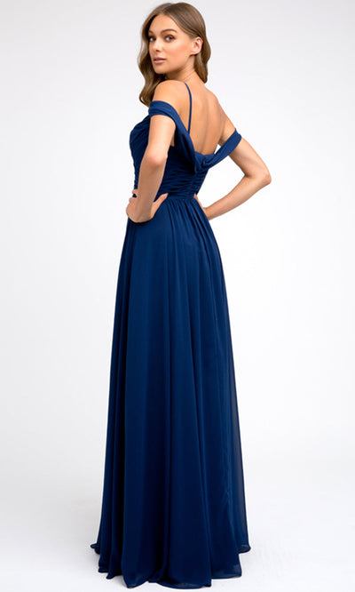Juliet Dresses 676 - Cold Shoulder Formal Chiffon Gown Formal Gowns