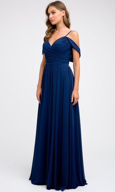 Juliet Dresses 676 - Cold Shoulder Formal Chiffon Gown Formal Gowns