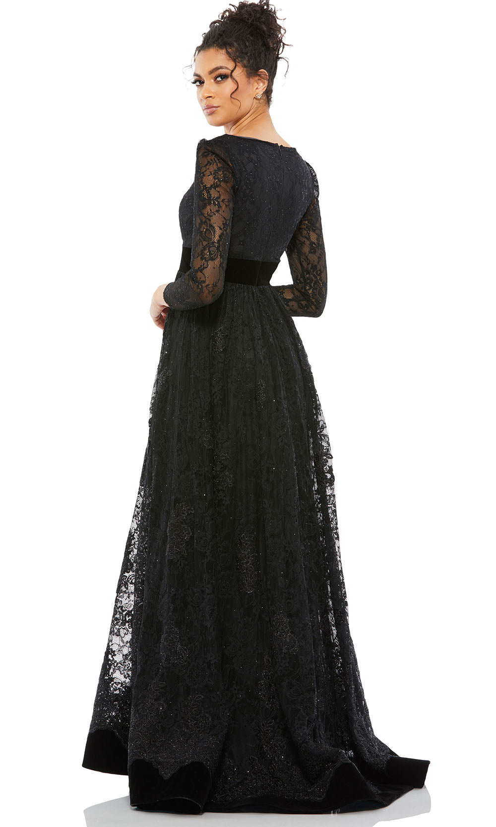 Mac Duggal 67861 - Surplice V-Neck Floral Lace Gown Evening Dresses