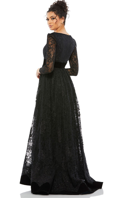 Mac Duggal 67861 - Surplice V-Neck Floral Lace Gown Evening Dresses