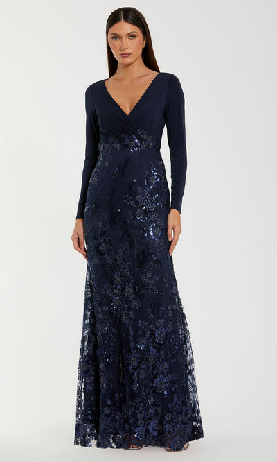 Mac Duggal 67871 - Floral Sequin V-Neckline Gown Evening Dresses