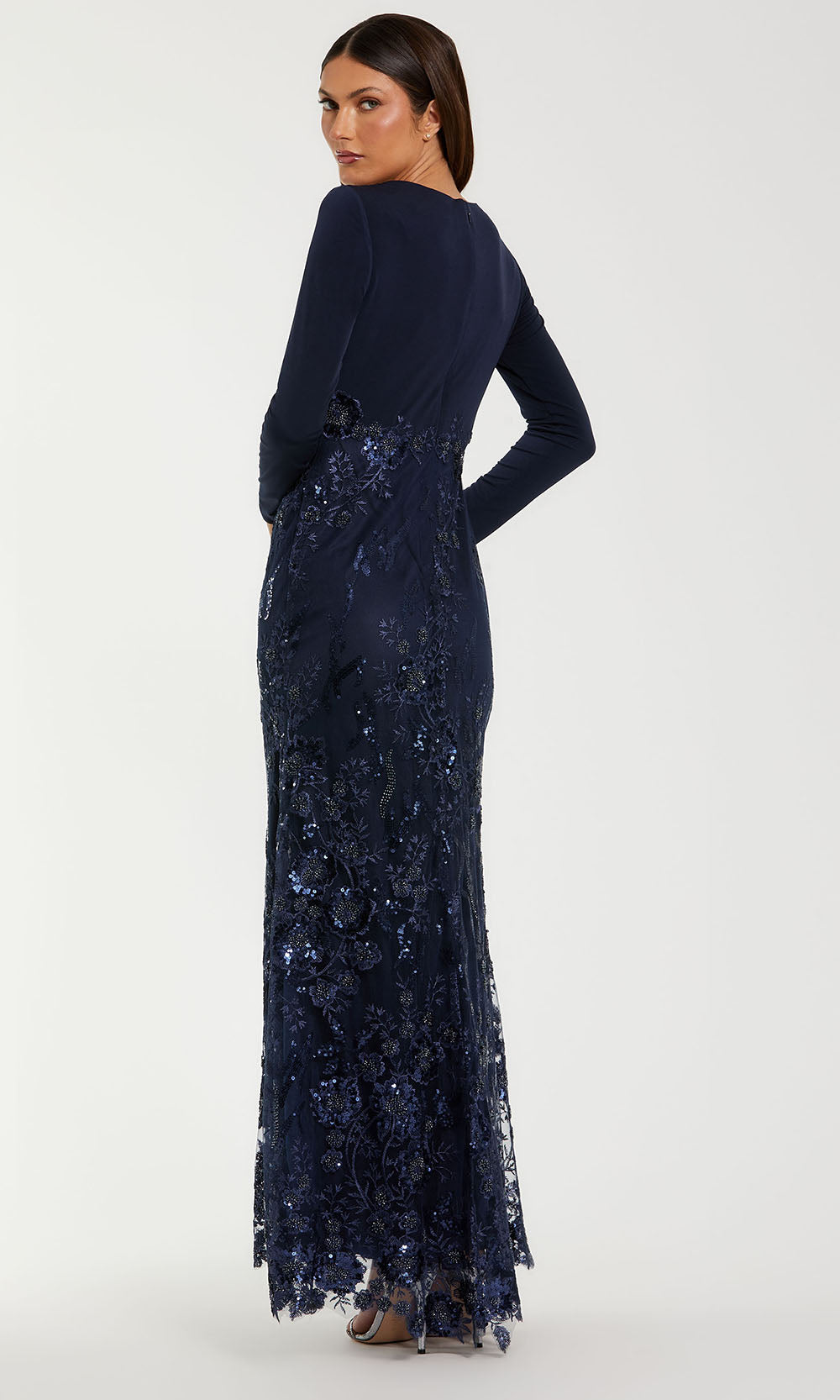 Mac Duggal 67871 - Floral Sequin V-Neckline Gown Evening Dresses