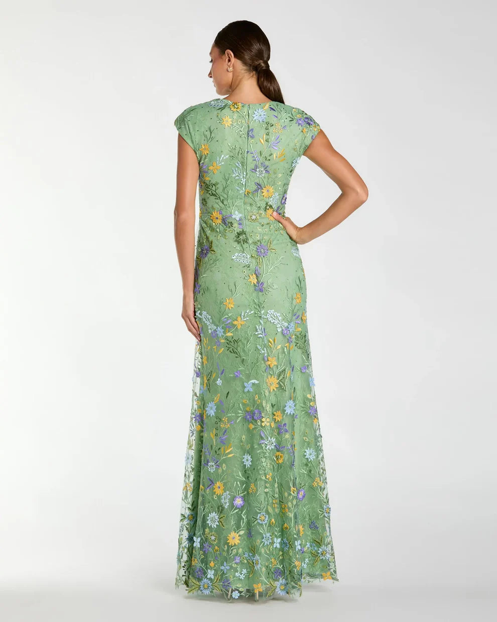 Mac Duggal 67882 - Cap Sleeve Floral Embroidered Gown