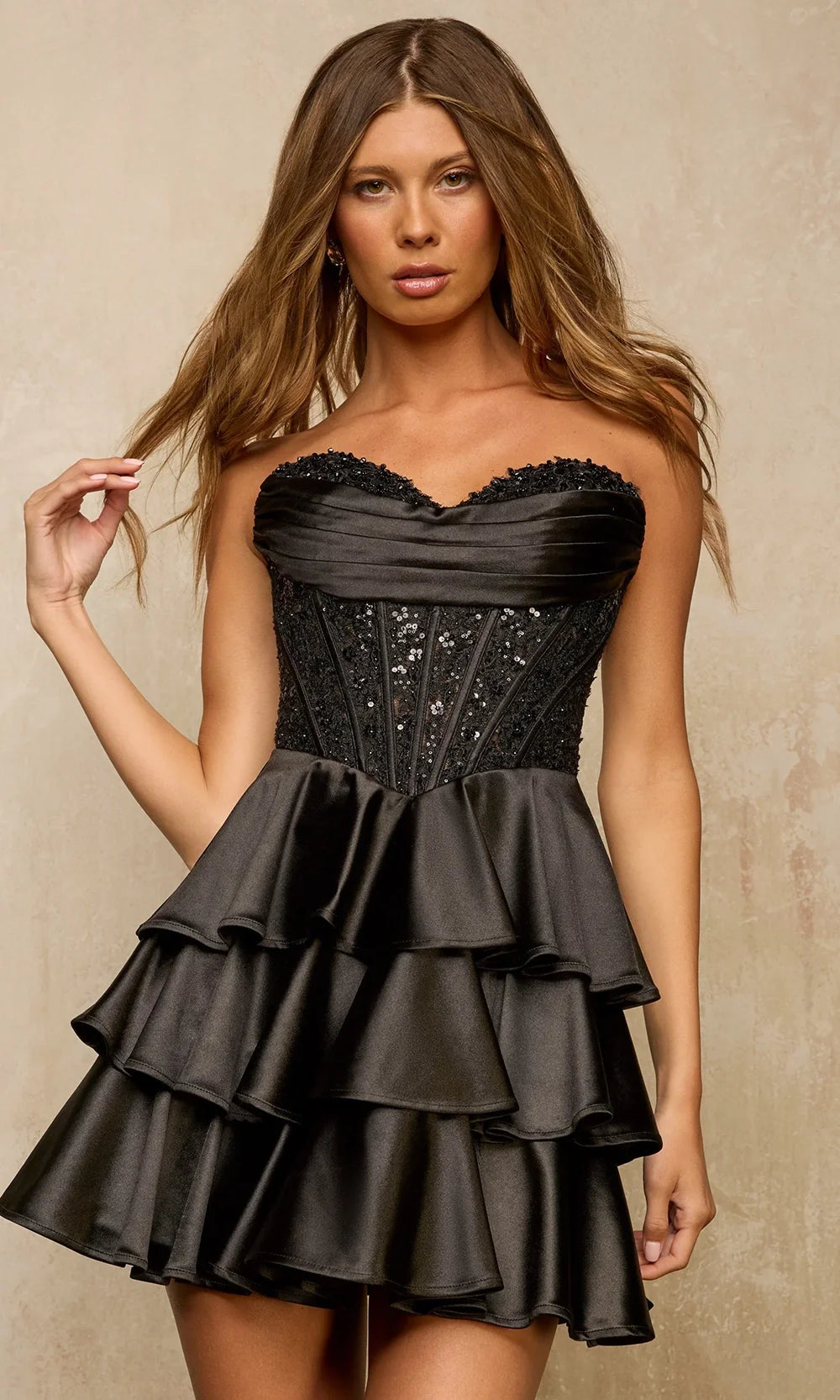 Sherri Hill 57449 - Embroidered Corset Lace-Up Back Mini Dress Homecoming Dresses