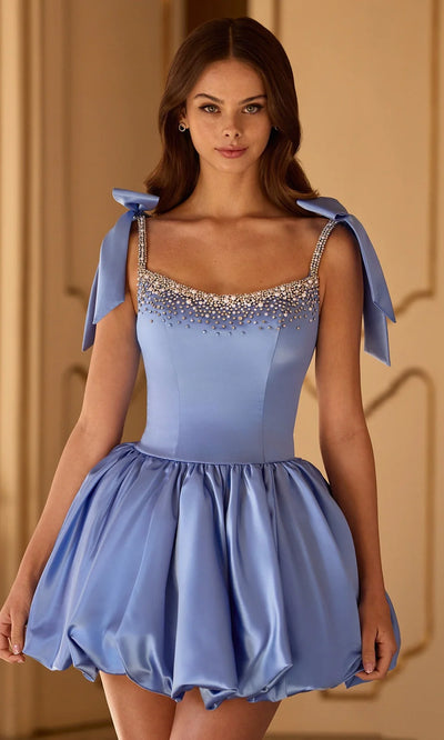 Sherri Hill 57293 - Bow Shoulder Straps Bubble A-line Dress Cocktail Dresses