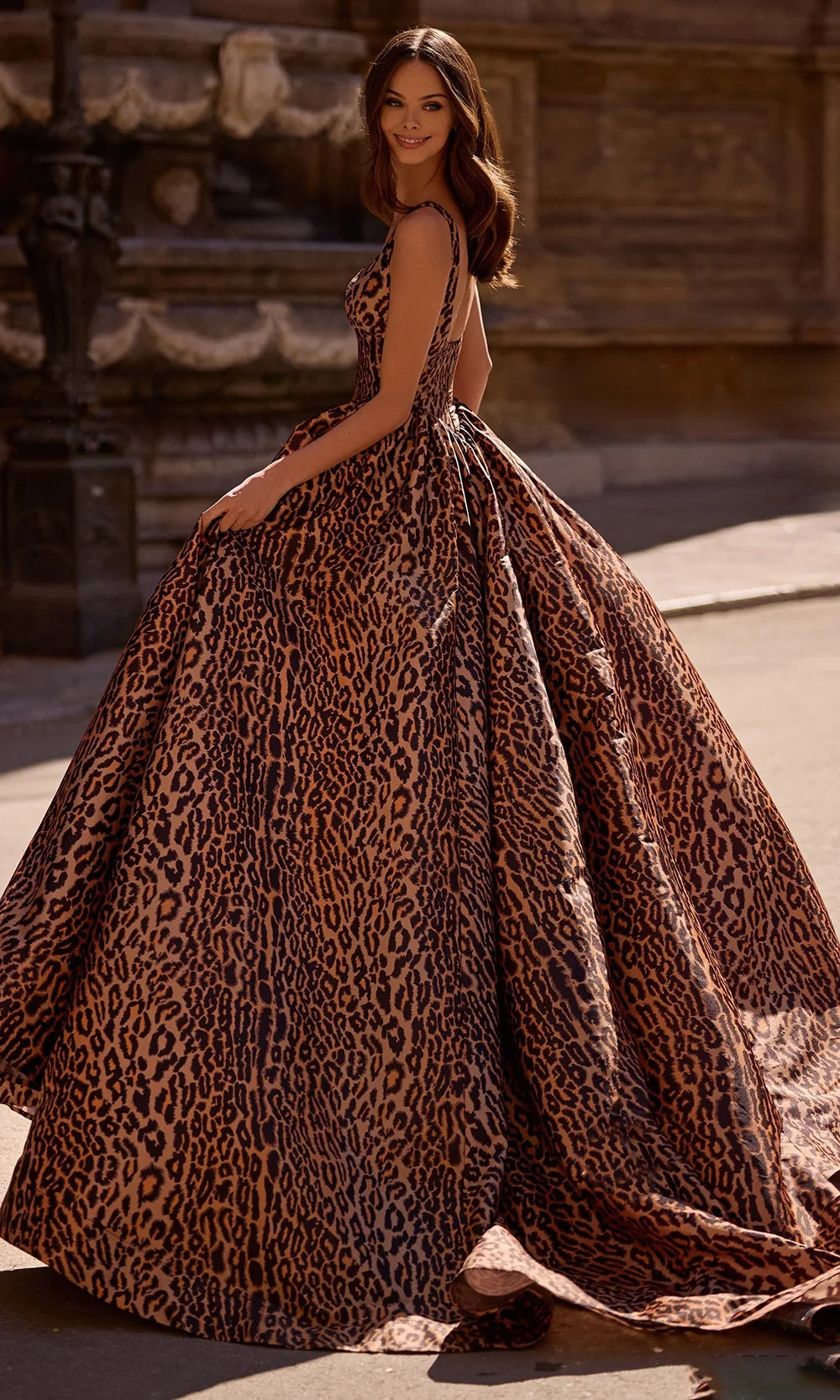 Sherri Hill 57472 - Scoop Neck Animal Print Sleeveless Gown Formal Gowns