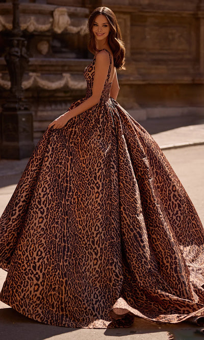 Sherri Hill 57472 - Scoop Neck Animal Print Sleeveless Gown Formal Gowns