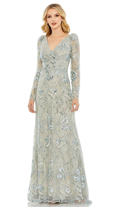 Mac Duggal 68190 - Embroidered Surplice V-Neck Gown Formal Gowns