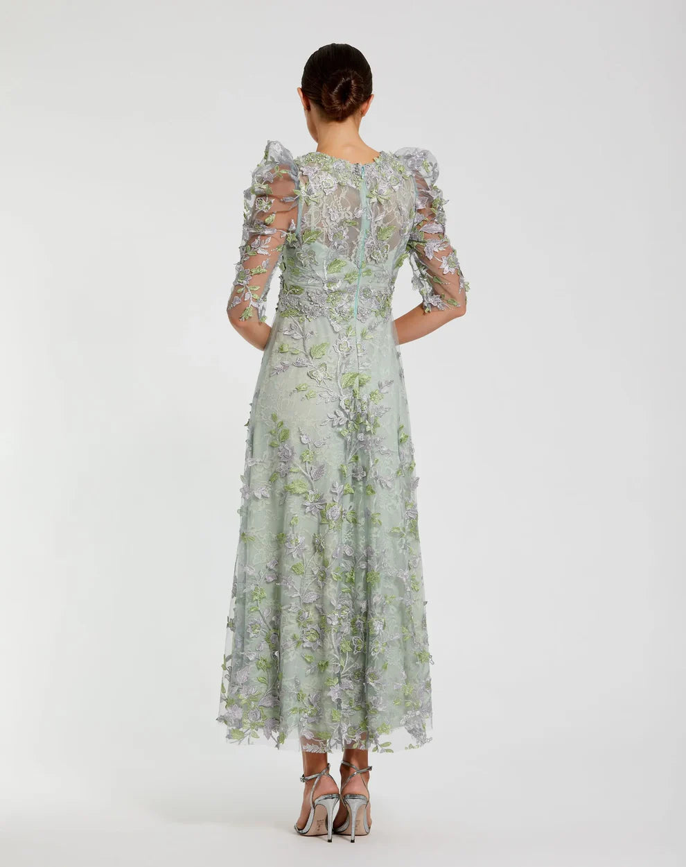 Mac Duggal 68193 - Tea Length Floral Ornate Dress