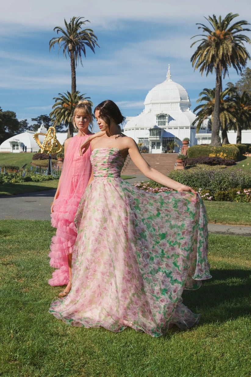Ieena Duggal 30783 - Ruched Bodice Floral Evening Dress Prom Dresses in Pink and Multi