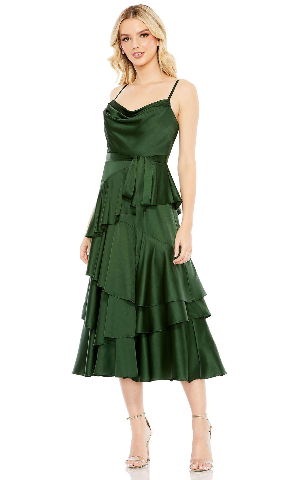 Ieena Duggal 68300 - Asymmetric Tiered Skirt Evening Dress Special Occasion Dresses 0 /Forest Green