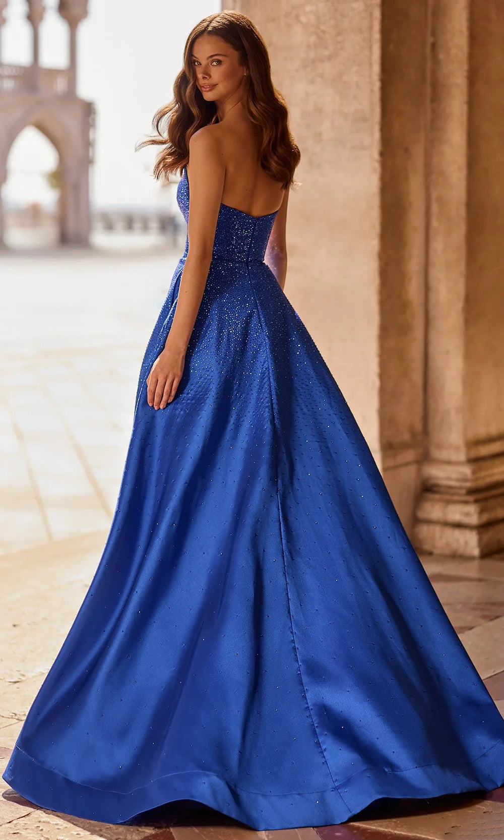 Sherri Hill 57402 - Sparkling Strapless Gown with High Slit Prom Dresses