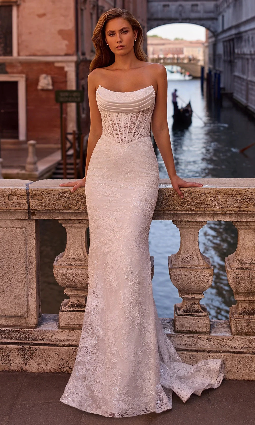 Sherri Hill 57448 - Lace Bodice Strapless Corset Gown Wedding Dresses
